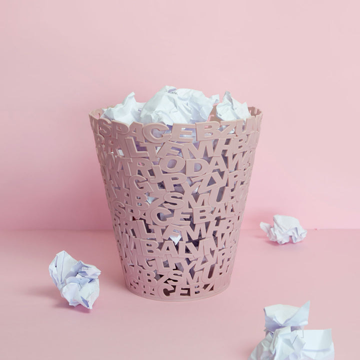 Papelera Letters rosa plástico